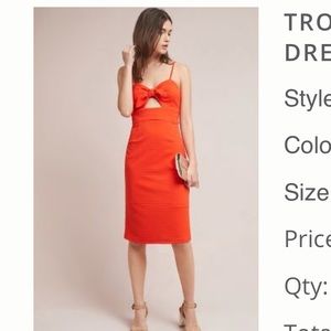 Orange Anthropologie Cutout Dress - worn once!